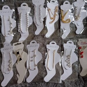 Elegant Silver and Gold Anklet Set